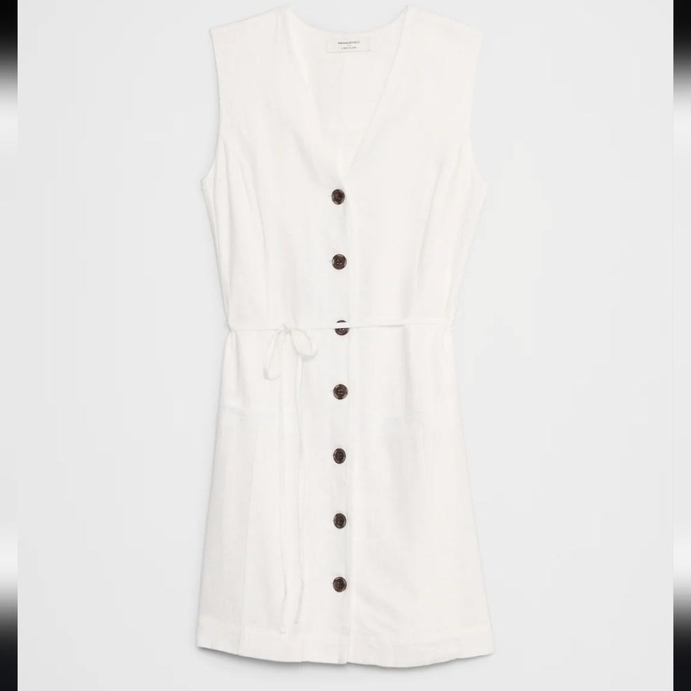 NWT Banana Republic Linen-Blend Button-Front Mini Dress - Size M - Picture 10 of 10